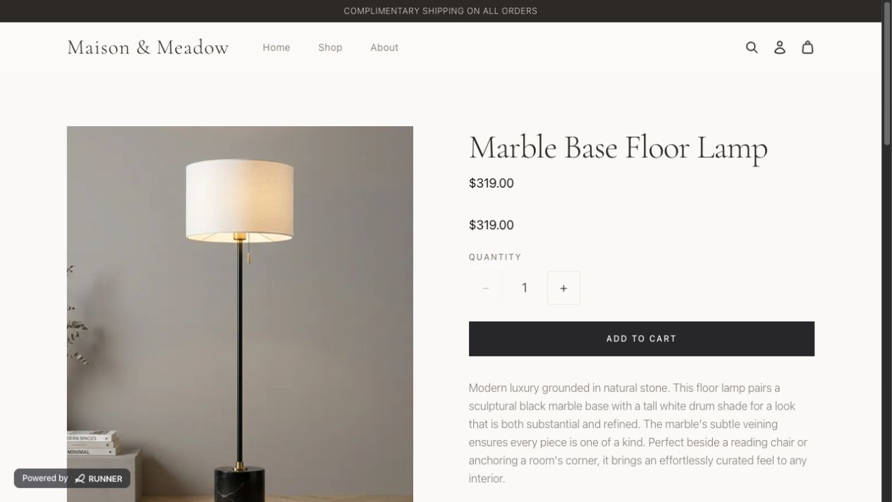 Published customer storefront