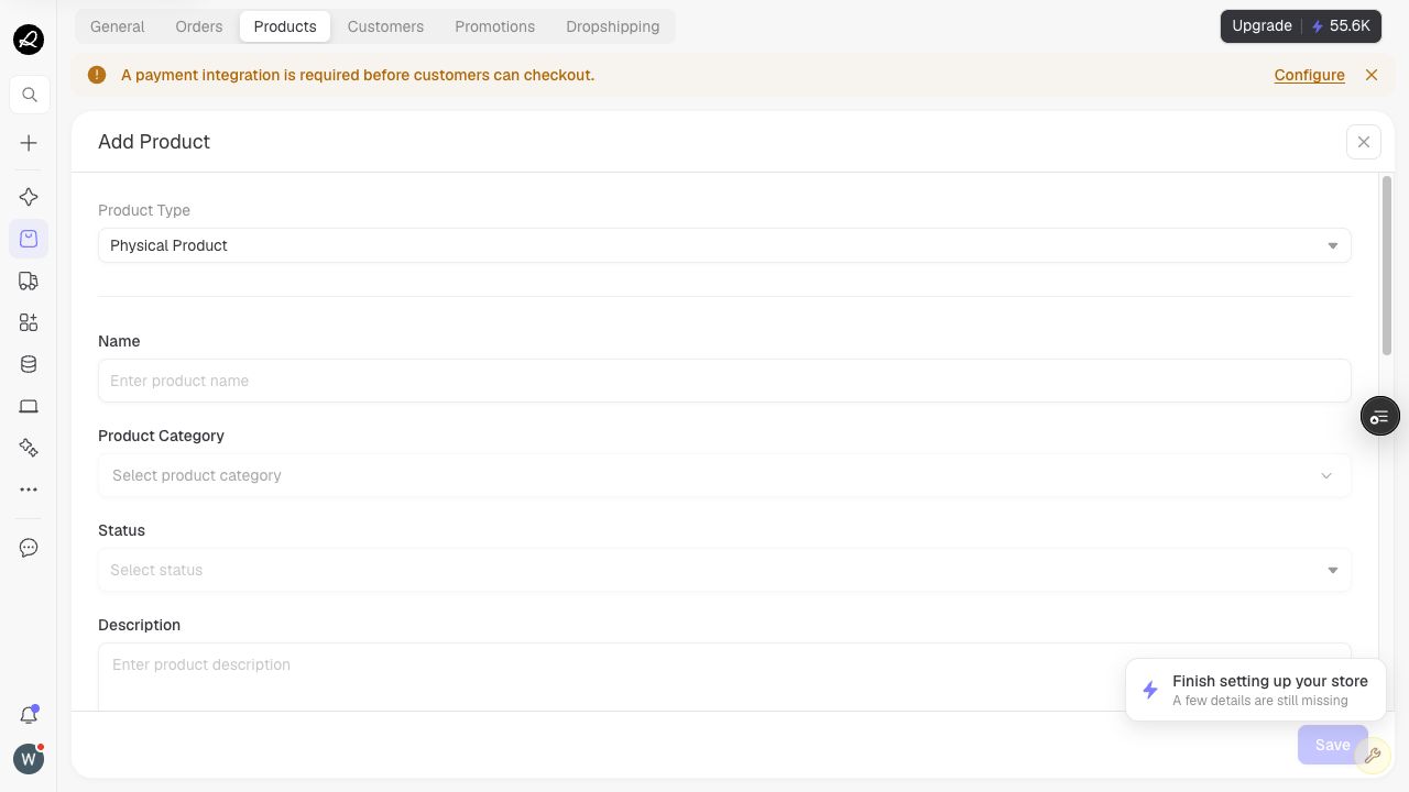Add Product form