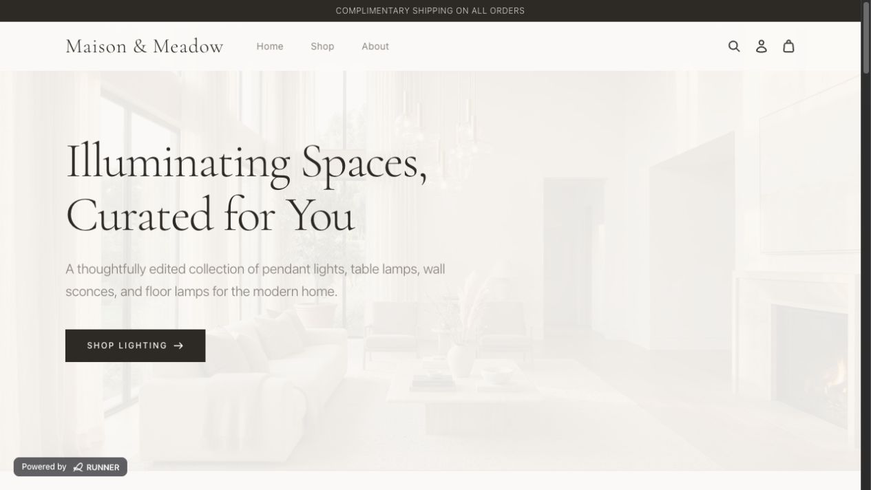 Published customer storefront