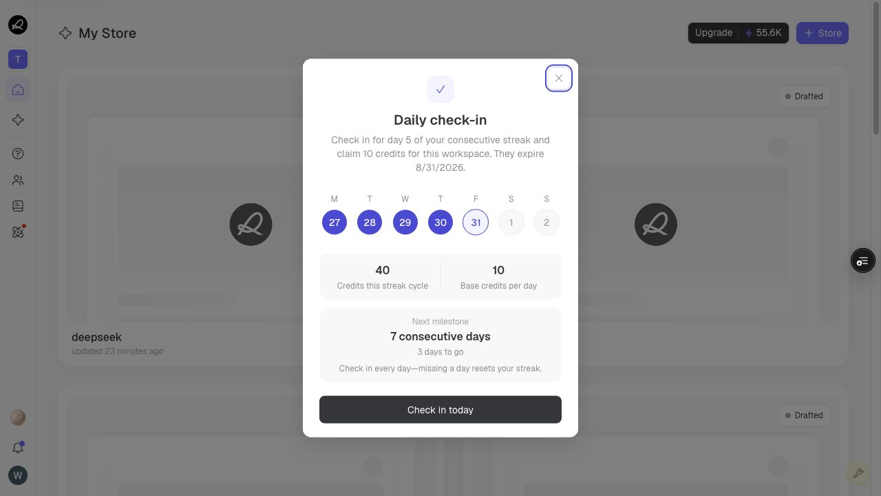 Daily check-in dialog