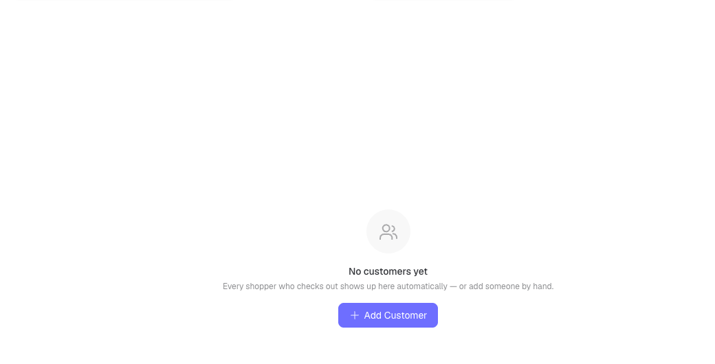 Empty customer list with Add Customer