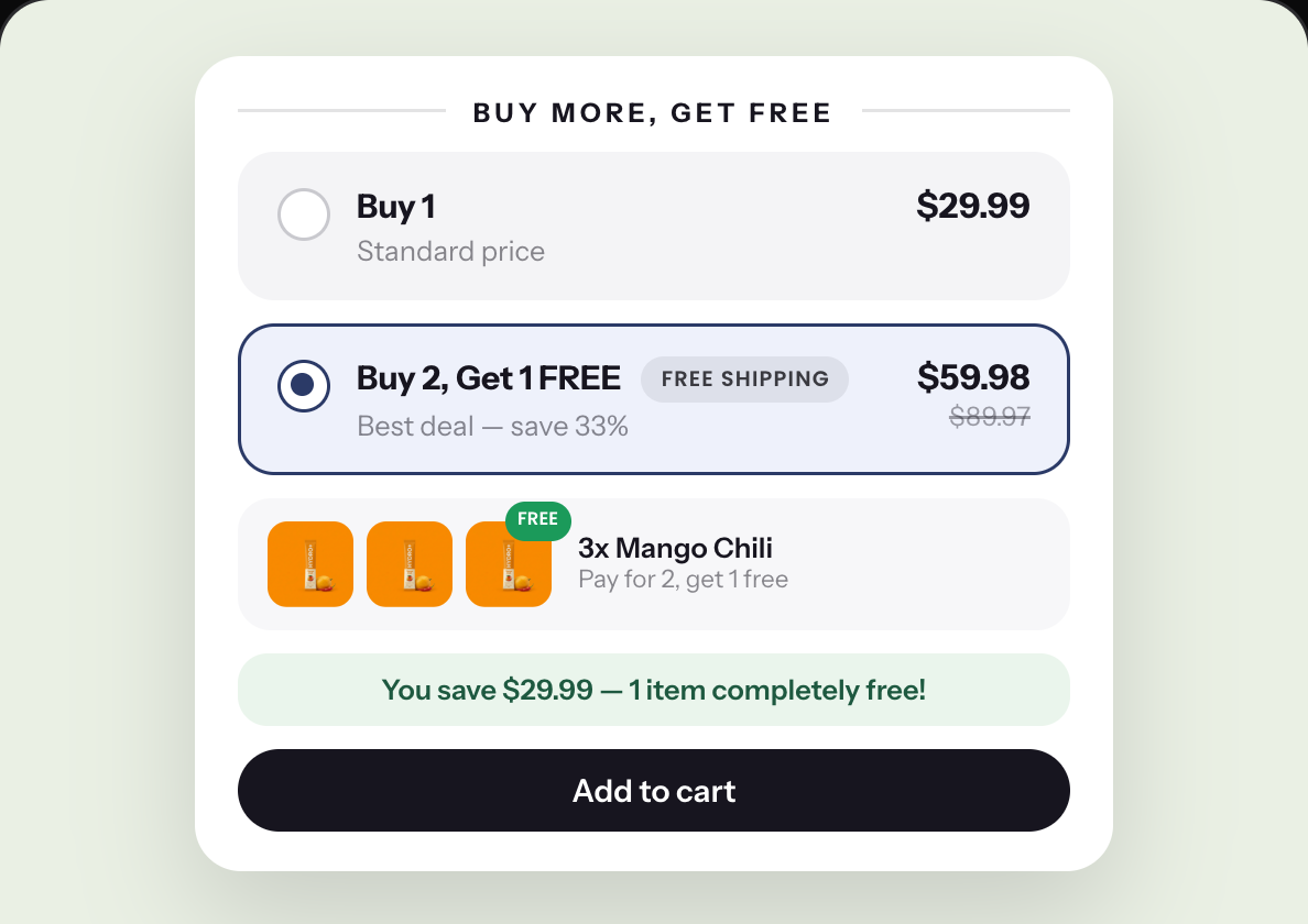 Shop-Vorschau für Mehr kaufen, gratis erhalten — B2G1-Bundle