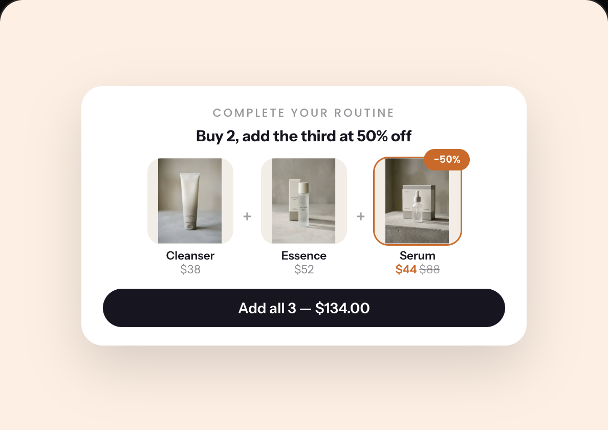 Shop-Vorschau für Vervollständige deine Routine — 2 kaufen, Y erhalten